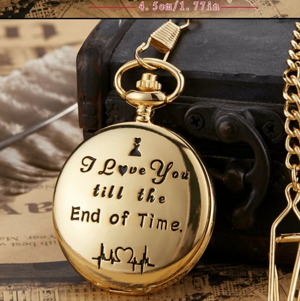 New I love you till the end of time heart beat quartz Pocket Watch